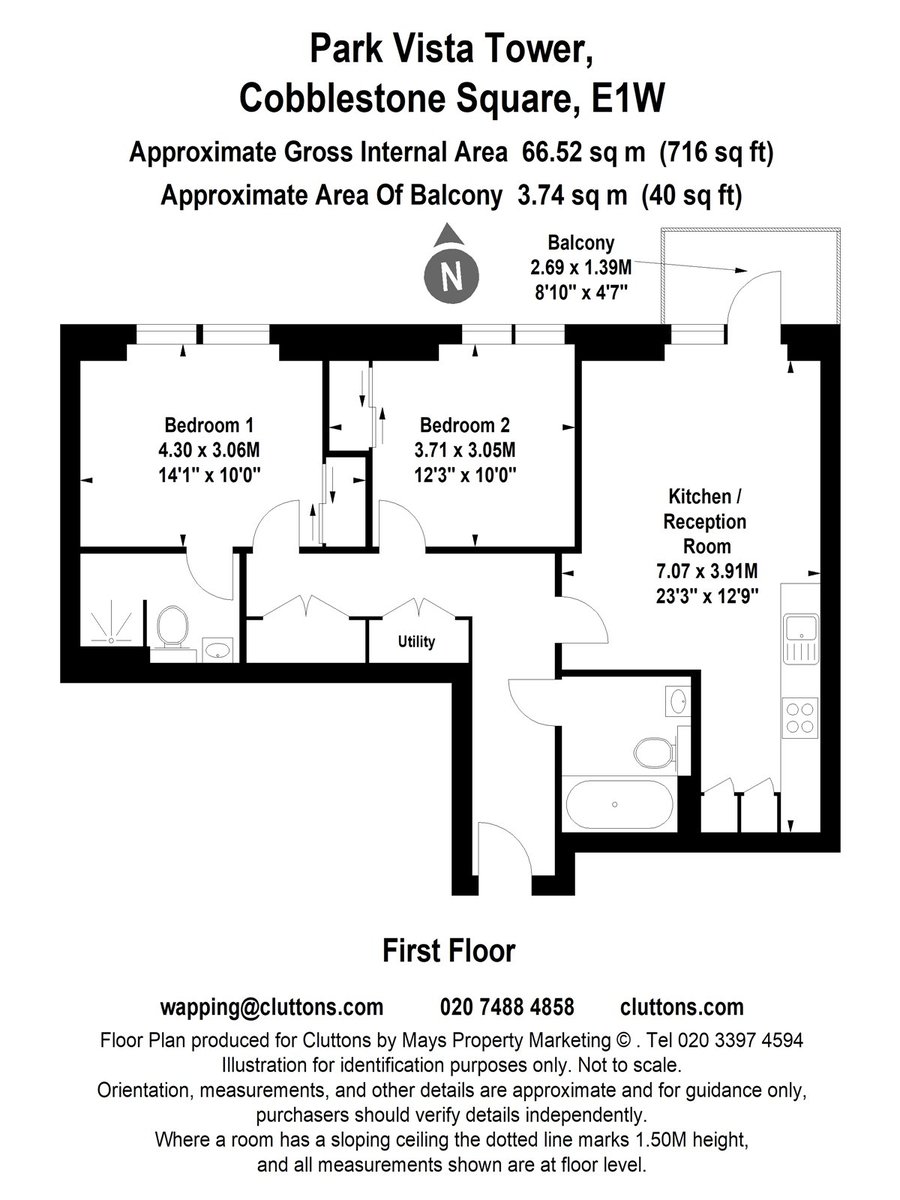 Park Vista Tower, London, E1W - Floorplan 1