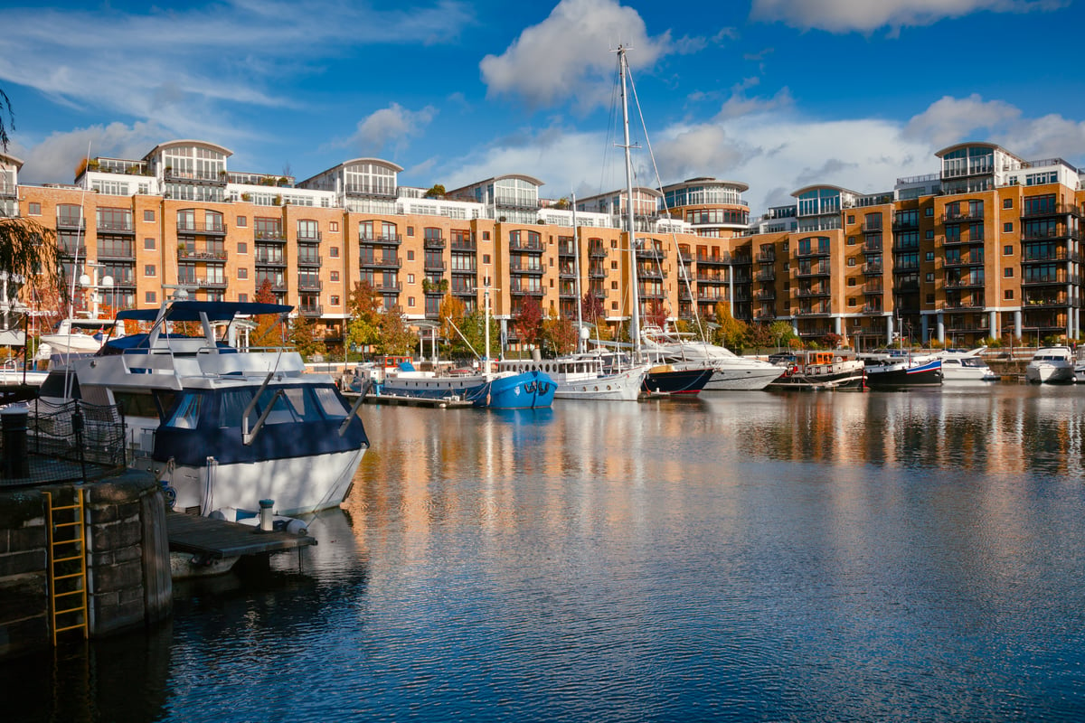 View of St Katherine's Dock Marina from the water