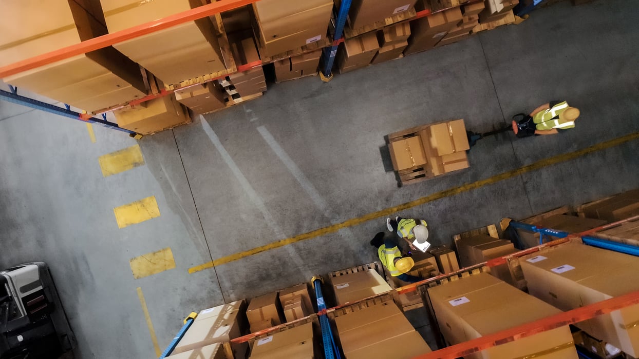 Aerial shot of inside an industrial unit