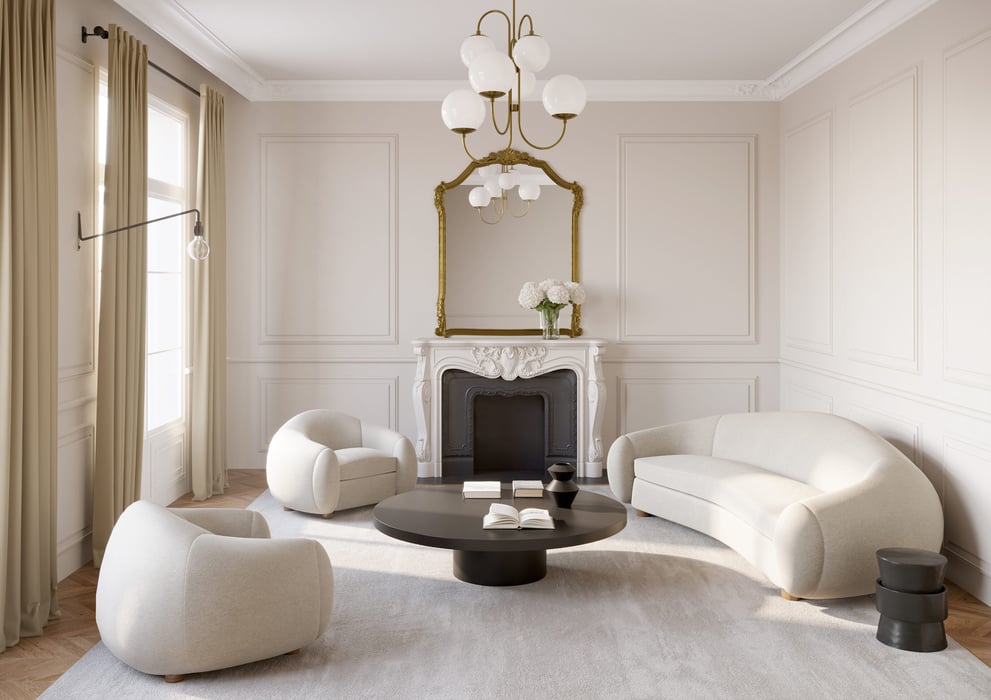 Cream home interior showing reception and seating area