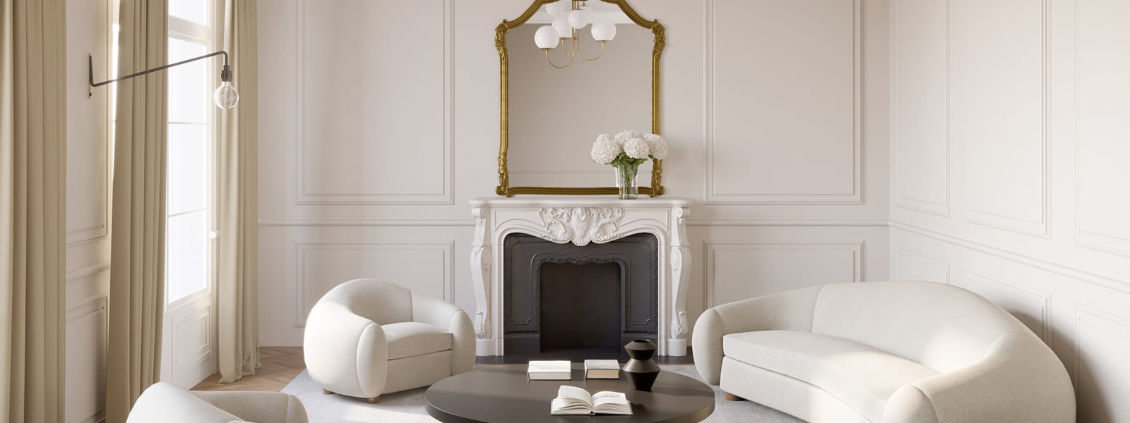 Cream home interior showing reception and seating area