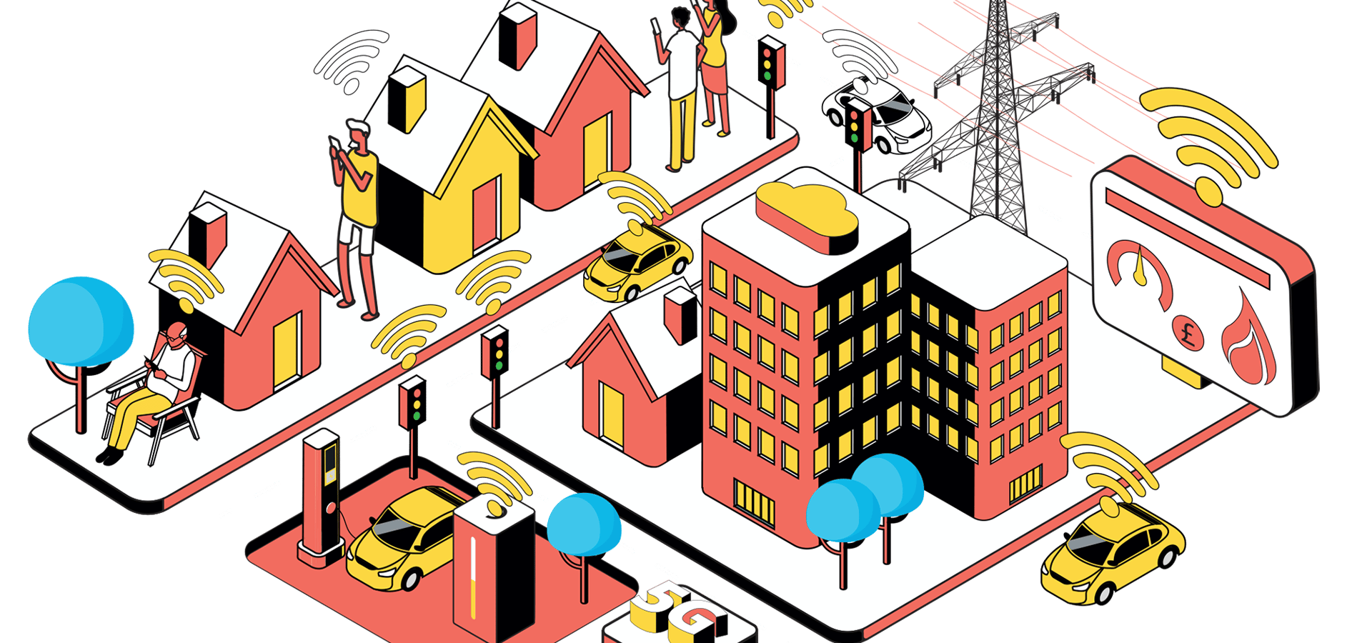 Cluttons connecting today for tomorrow graphic showing how connectivity works across buildings