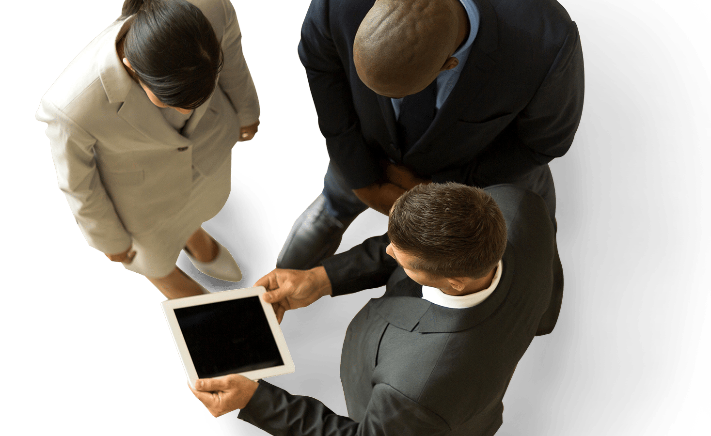 Three business people looking at iPad