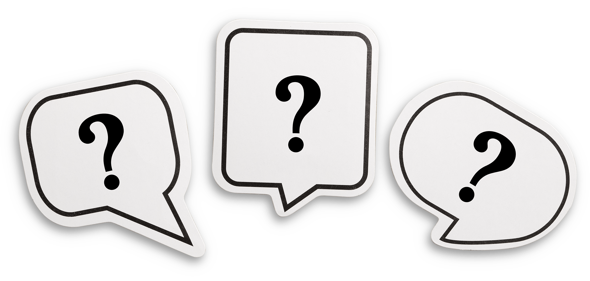 Speech bubbles with question marks
