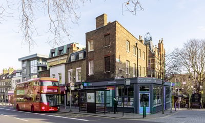 External view of Cluttons estate agents Islington office from Islington Green.