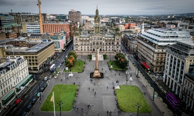 Aerial view of George Square in Glasgow