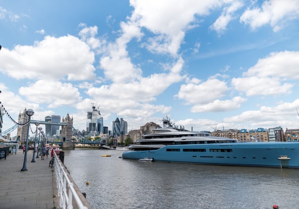Views of Tower Bridge and the City from the River Thames, London