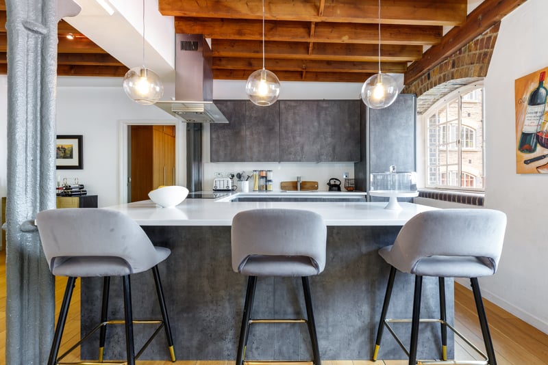 Kitchen demonstrating open plan living