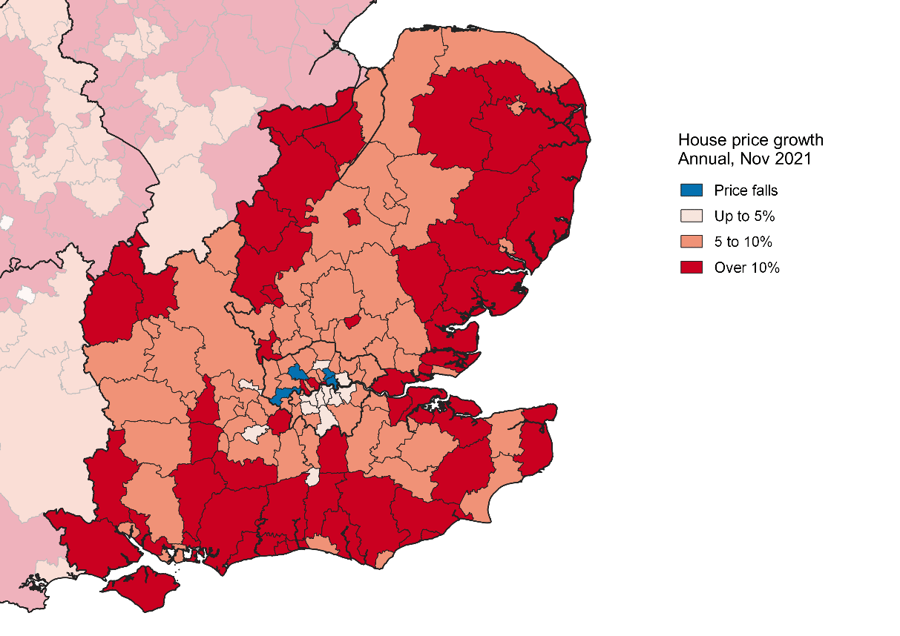 Figure 3 – Annual House Price Growth at Local Authority Level, November 2021